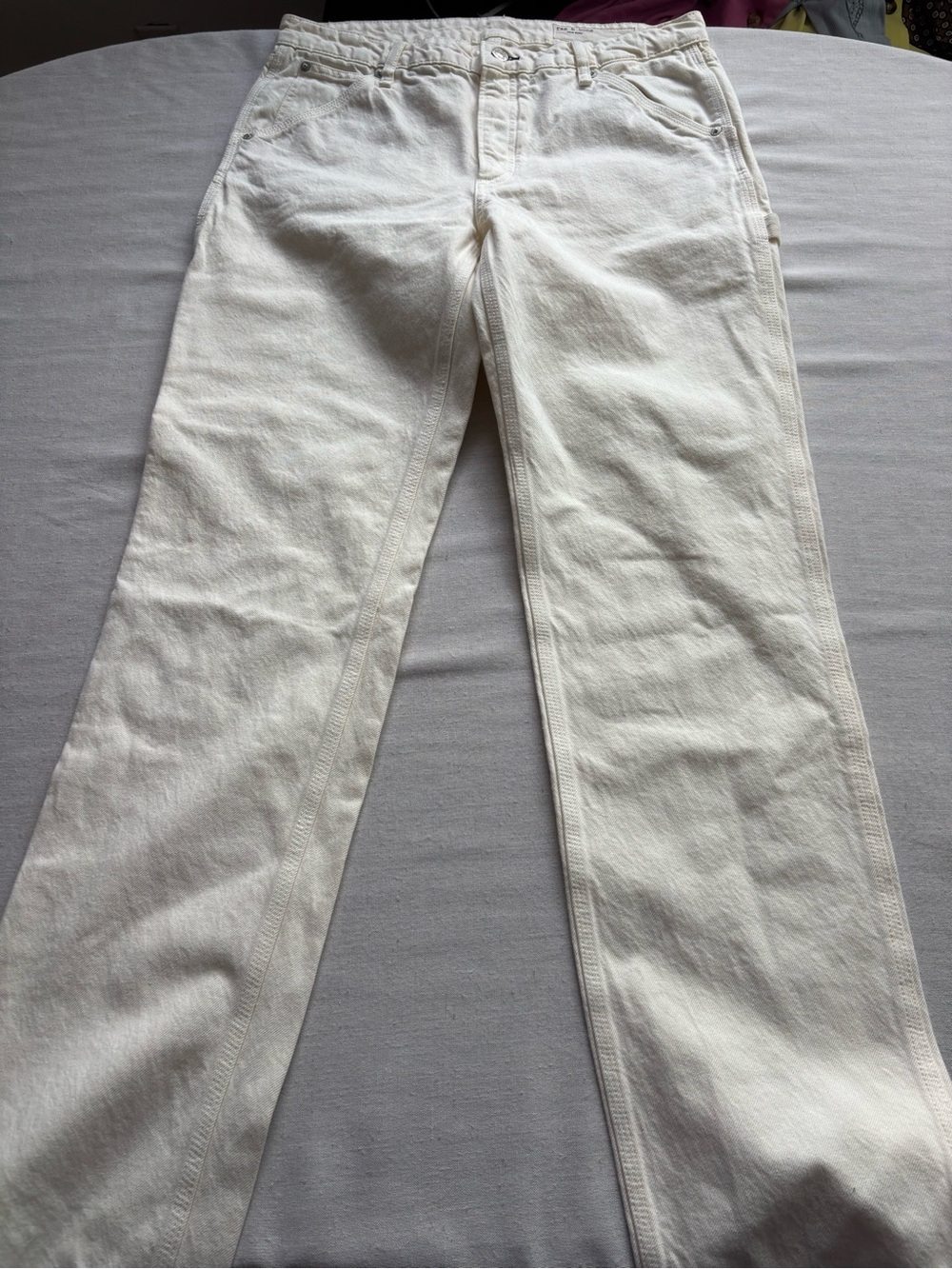 Rag & Bone High Rise Cargo Full Length Jeans Ecru Size 29 Style WDD22F2918BTEC - Picture 2 of 12